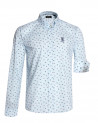 Chemise manches longues 244 Otago rayée bleu ciel à motifs pour homme