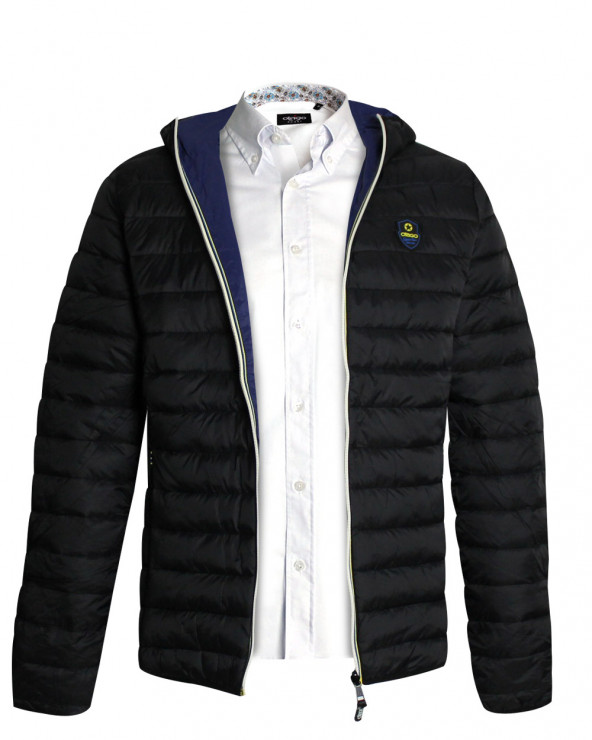 Doudoune réversible Lixir Otago rugby noire / bleu roi avec capuche pour homme