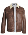Veste cuir LIMIER Otago rugby marron cognac pour homme