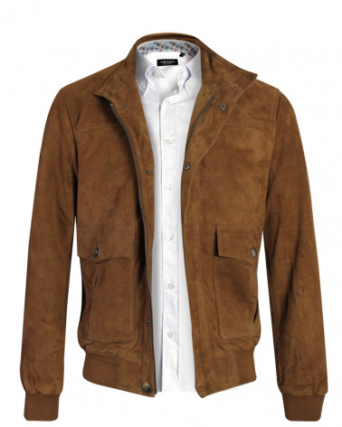 Veste cuir EPSI Otago rugby cognac pour homme