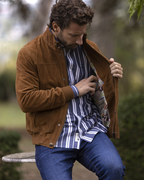 Veste cuir Epsi Otago rugby cognac homme