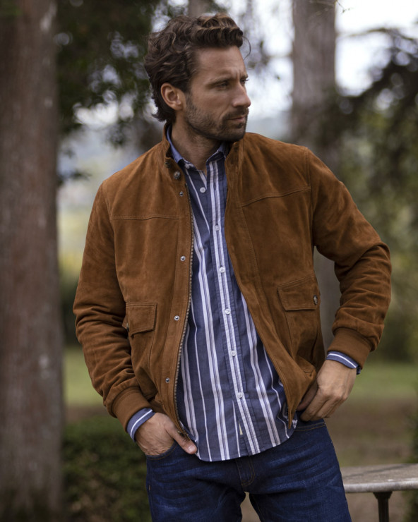 Veste cuir Epsi Otago rugby cognac homme