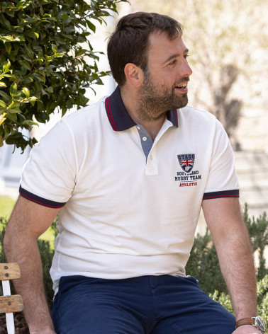 Polo Artax Otago rugby écru manches courtes homme