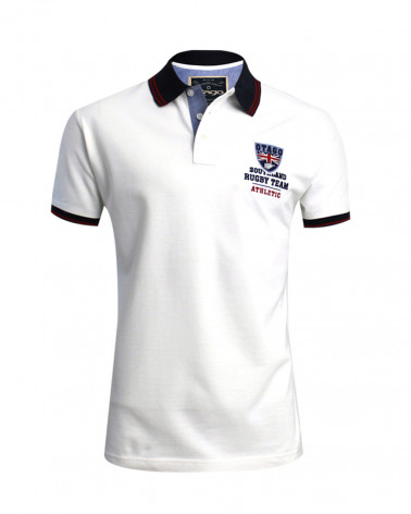 Polo Artax Otago rugby écru manches courtes homme