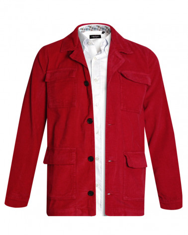 Veste velours Delorme Otago rugby baci Rouge pour homme
