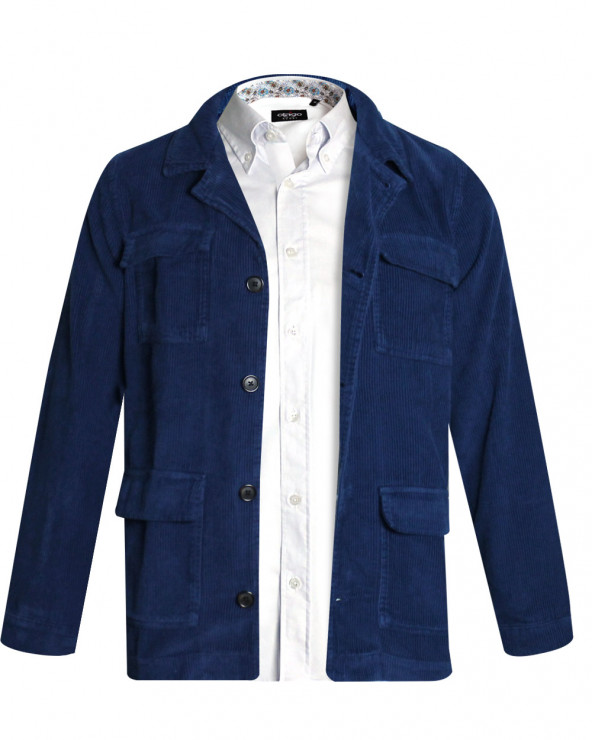 Veste velours Delorme Otago rugby bleue pour homme