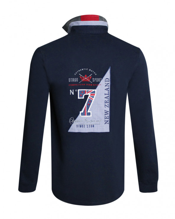 Polo manches longues Windsor Otago rugby marine pour homme