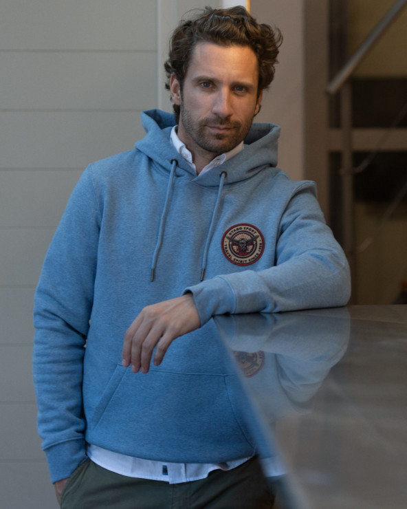 Sweat à capuche FIGHTER Otago rugby bleu chiné pour Homme