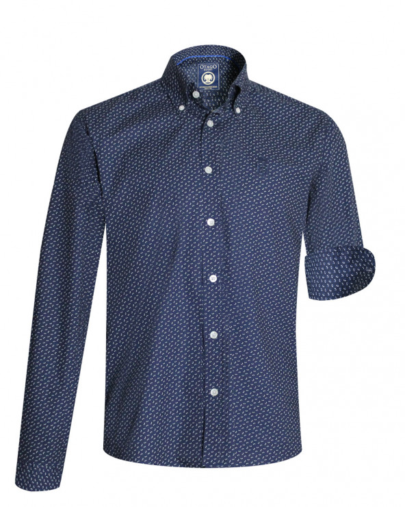 Chemise manches longues 245 Otago rugby bleu marine à motifs pour homme
