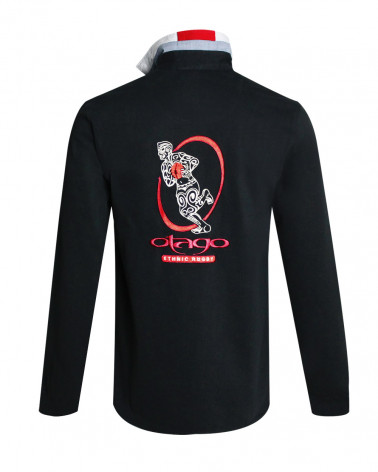 Polo Tatoo manches longues Otago rugby noir pour homme