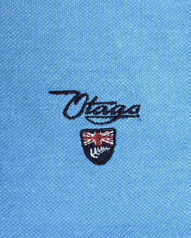 Broderie côté coeur du polo Abruzzo Otago ciel chiné pour homme