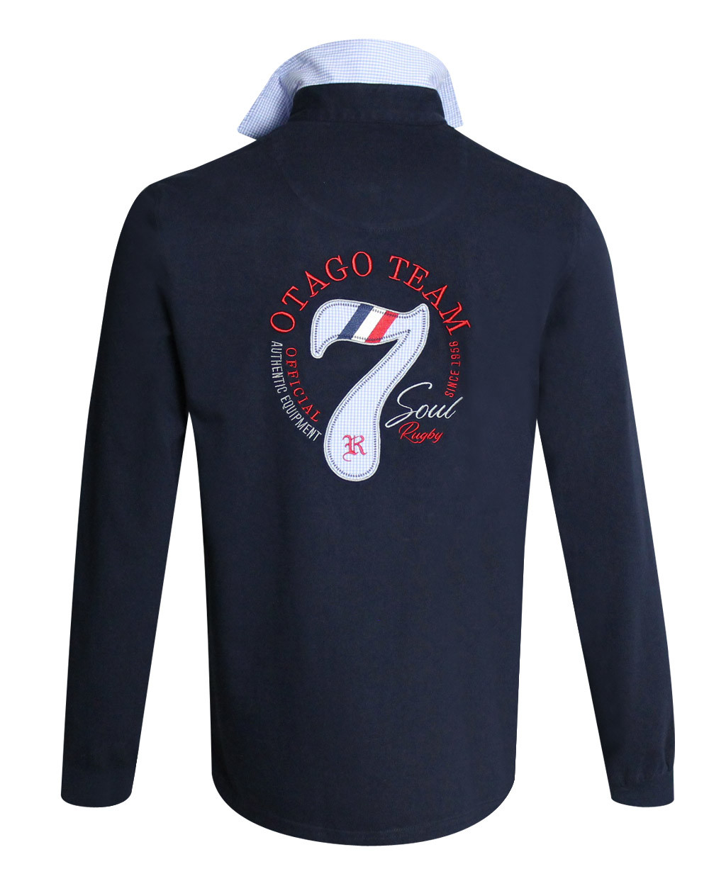 Polo manches longues Serioustag Otago rugby marine pour homme
