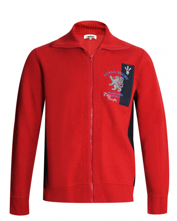 Pull gilet zip Pall Mall Otago rugby rouge pour homme