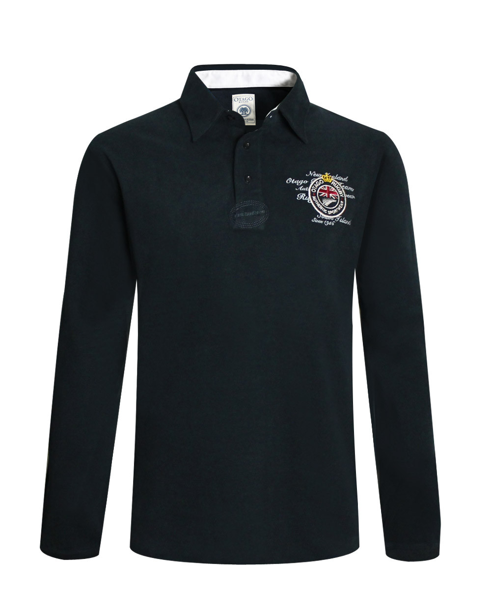 Polo manches longues MARCO Basic Otago rugby noir pour Homme