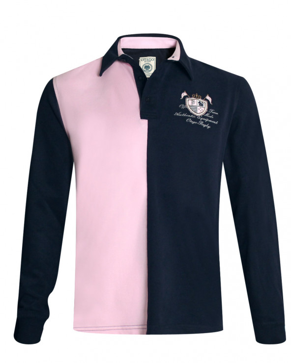 Polo manches longues GRIMSBY Otago rugby rose marine pour Homme