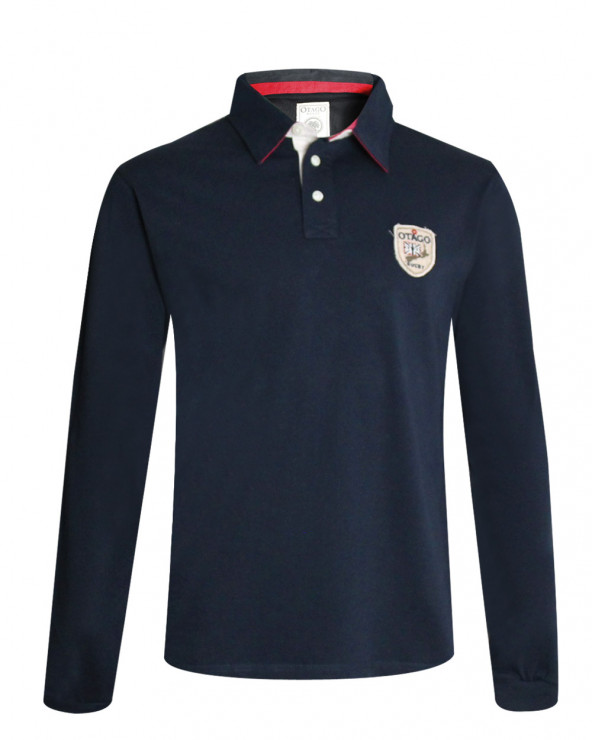 Polo manches longues DANYEXP Otago rugby marine pour Homme