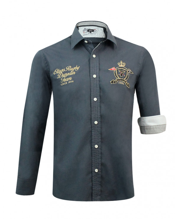 Chemise manches longues DELSOL Otago rugby grise pour homme
