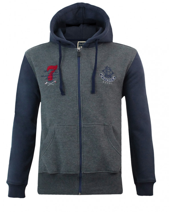 Sweat zip capuche ANGLET Otago rugby gris pour homme