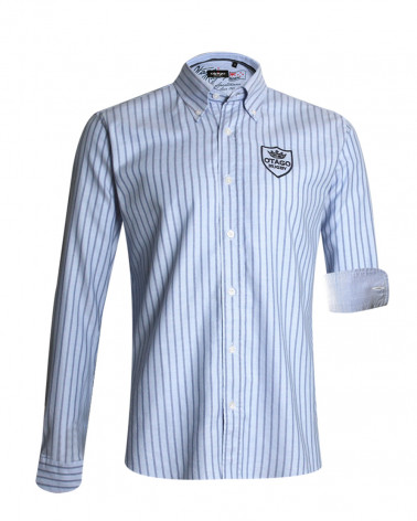 Chemise manches longues LABEL rayée bleu ciel Otago rugby pour homme