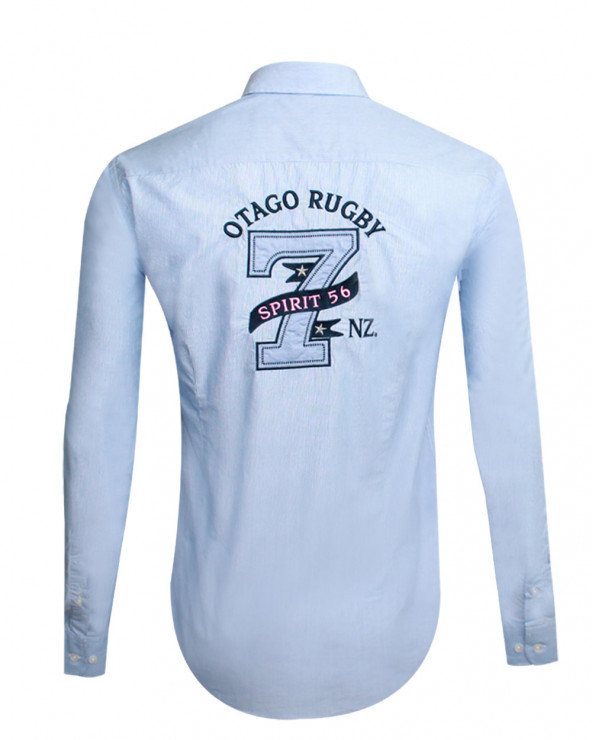 Chemise manches longues LABEL rayée bleu ciel Otago rugby pour homme