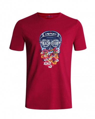 Tee-shirt Caskabarb Otago rugby bordeaux hibiscus pour homme