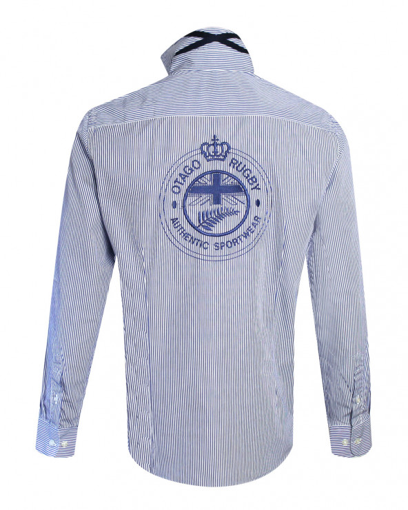 Chemise manches longues Kingdom Otago rugby rayée bleu ciel pour homme