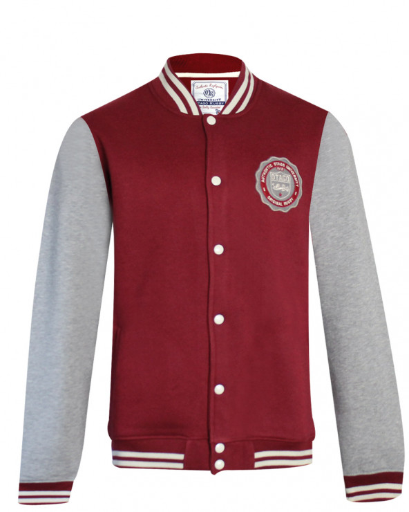 Veste Phil boutonnée bordeaux et manches gris chiné Otago pour Homme