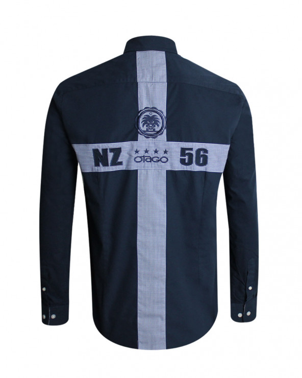 Chemise manches longues CROSS Otago rugby bleu marine pour homme