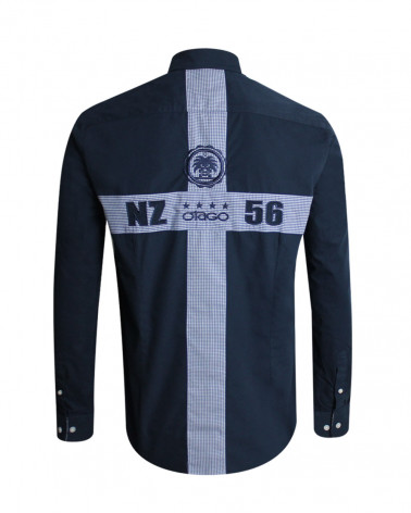 Chemise manches longues CROSS Otago rugby bleu marine pour homme