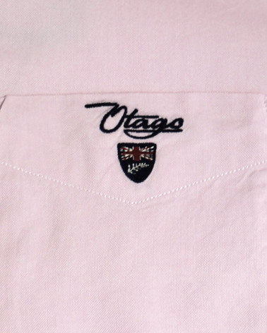Broderie côté coeur de la chemise Flotag Oxford Otago rose pour homme