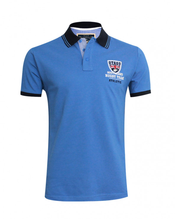 Polo manches courtes Artax Otago rugby bleu lavande pour homme