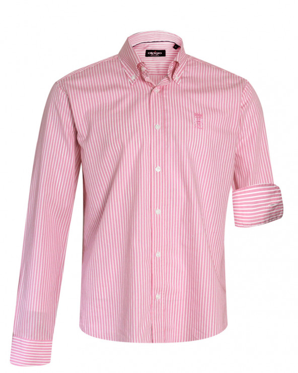 Chemise manches longues Buzy Otago rayée rose pour homme