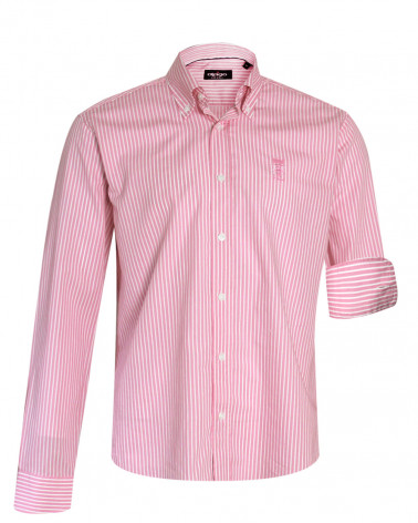 Chemise manches longues Buzy Otago rayée rose pour homme