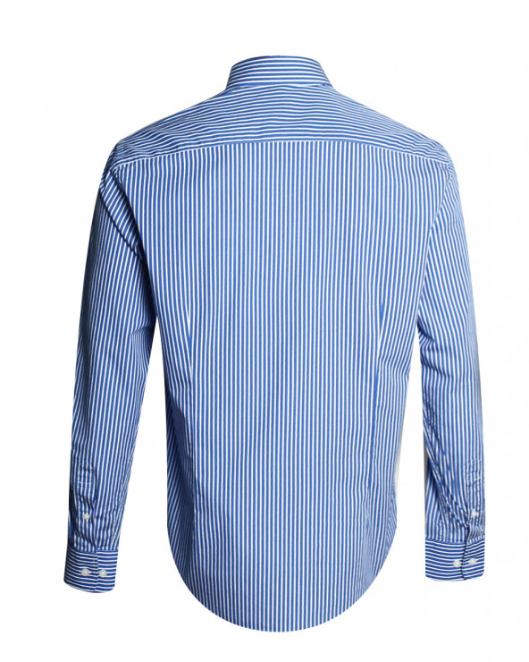 Dos de la chemise homme Buzy Otago rayée bleu marine/blanc