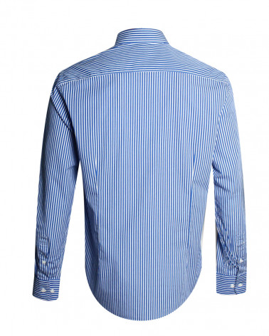 Dos de la chemise homme Buzy Otago rayée bleu marine/blanc