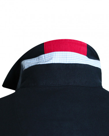 Applications de tissus vichy ciel et hermès à l'extérieur du col du polo Eckflor pour homme