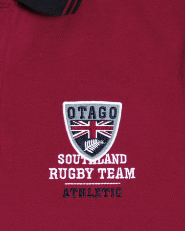 Broderie côté coeur du polo Artax Otago bordeaux/marine pour homme