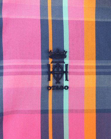 Broderie côté coeur de la chemise Tang Otago Fushia pour homme