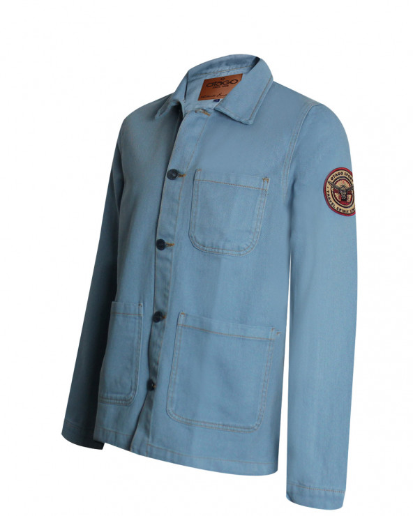 profil de la Veste Toile Boutonnée Hobart Otago Rugby bleu lectoure pour Homme