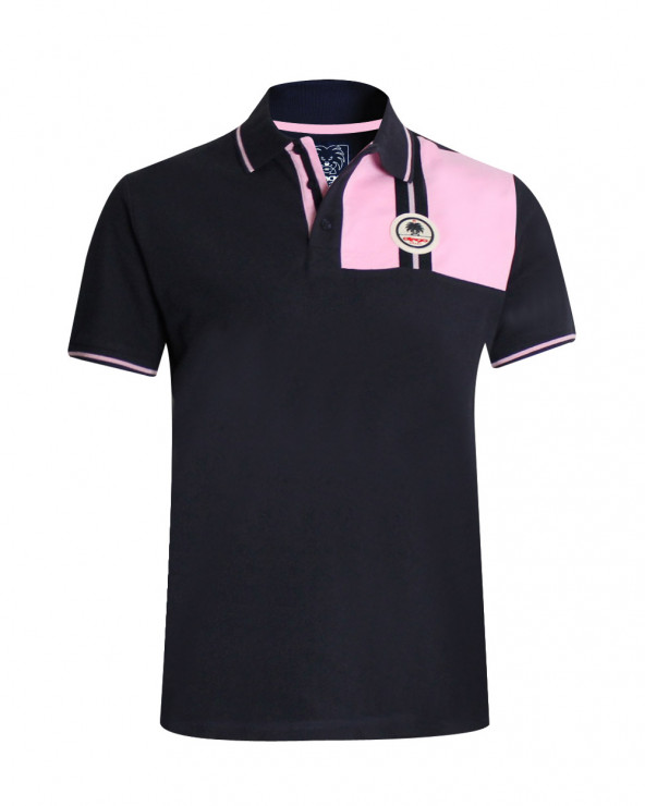 Polo Biflo Otago rugby manches courtes marine rose pour homme