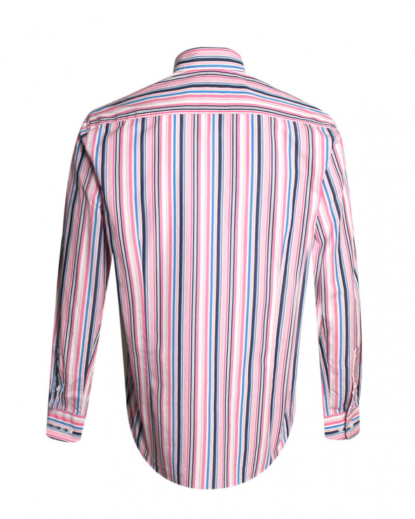 Dos de la Chemise 254 manches longues Otago rugby rayée rose pour homme