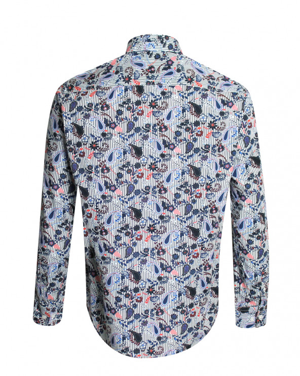 Dos de la chemise 255 manches longues Otago rugby rayée bleu marine pour homme