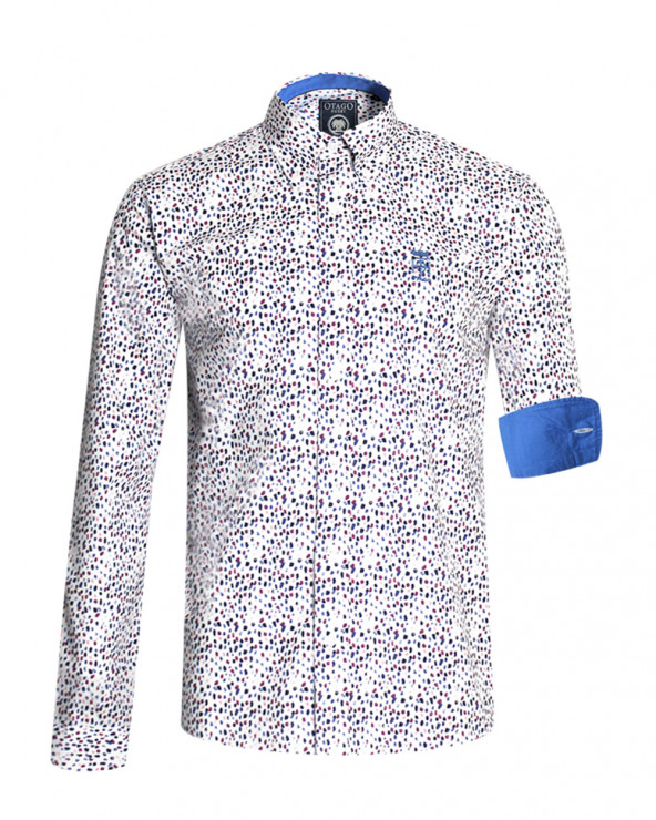 Chemise manches longues 106 à motifs Otago rugby écru homme