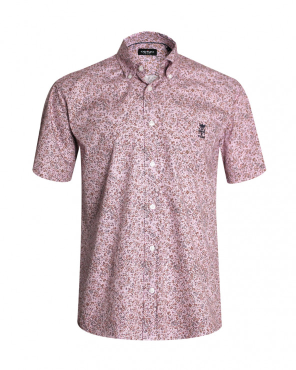 Chemise manches courtes 142 Otago rugby rayée rose pour homme