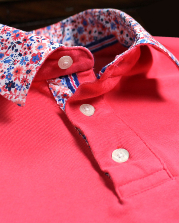 Détail produit du polo 24 Eckflor Otago corail pour homme