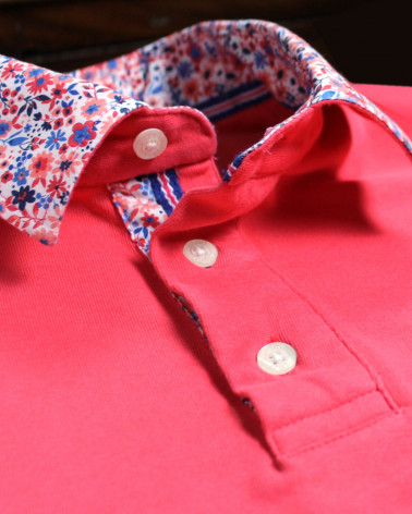 Détail produit du polo 24 Eckflor Otago corail pour homme