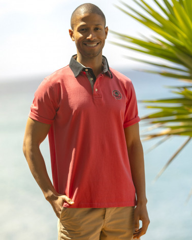 Polo LANG manches courtes Otago rugby corail pour homme