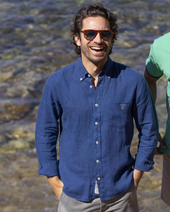 chemise LIN BUENOS AIRES manches longues Otago bleuet homme