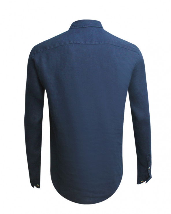 Dos de la chemise LIN BUENOS AIRES manches longues Otago bleuet pour homme