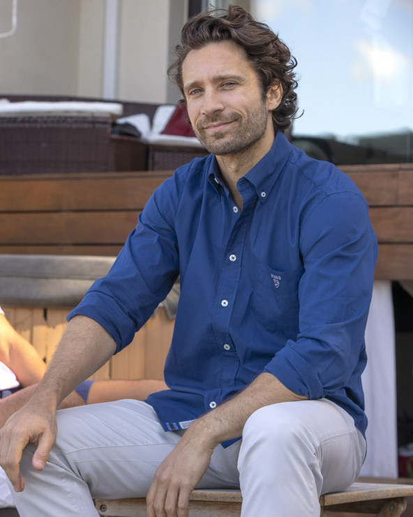 Chemise manches longues Otago Buenos Aires coton bleuet pour homme